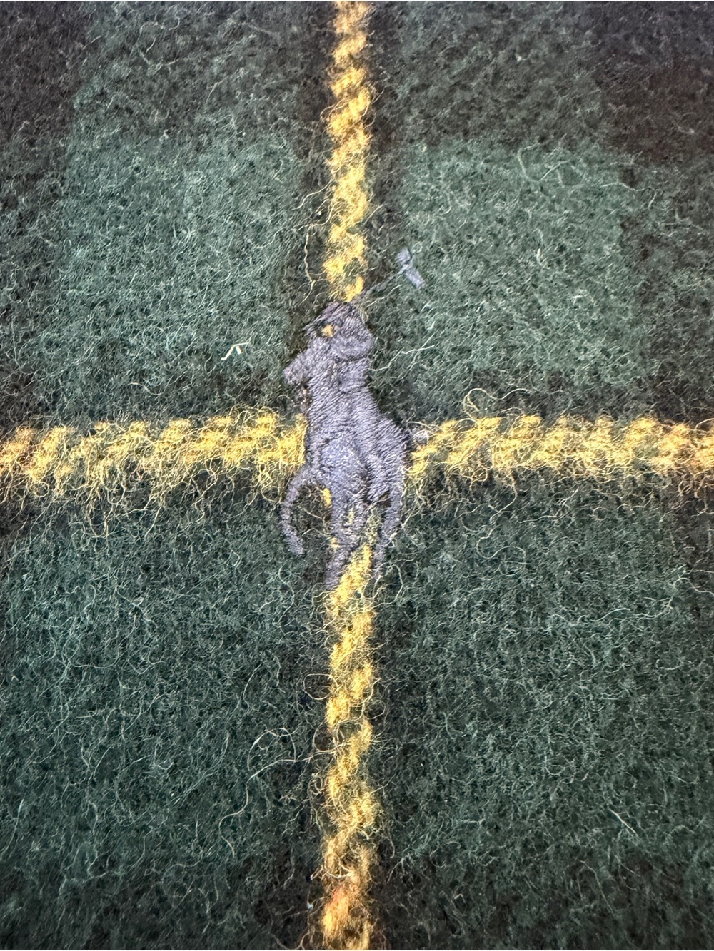 Polo Ralph Lauren Brown Herringbone & Dark Green Plaid Wool Scarf - Picture 2 of 7